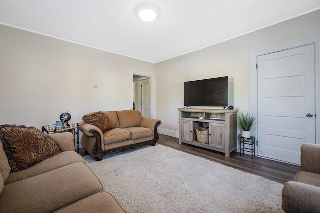 living room featuring dark hardwood / wood-style floors