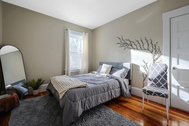 bedroom with wood-type flooring