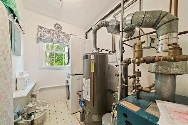 19 Oakdale Rd, Canton, MA 02021 - utilities with gas water heater, estacked washer and dryer, and electric panel