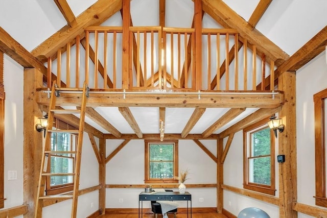 interior space featuring lofted ceiling