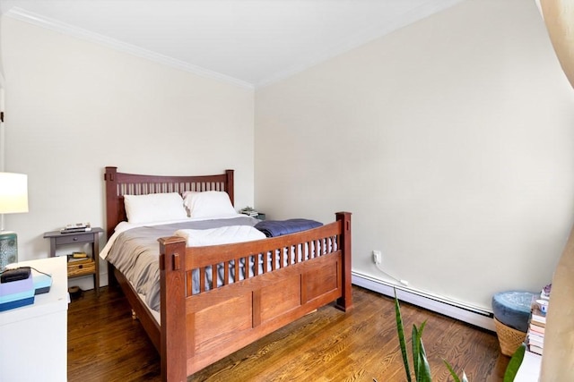 390 Riverway Unit 24, Boston, MA 02115 - bedroom featuring ornamental molding, wood finished floors, and a baseboard heating unit