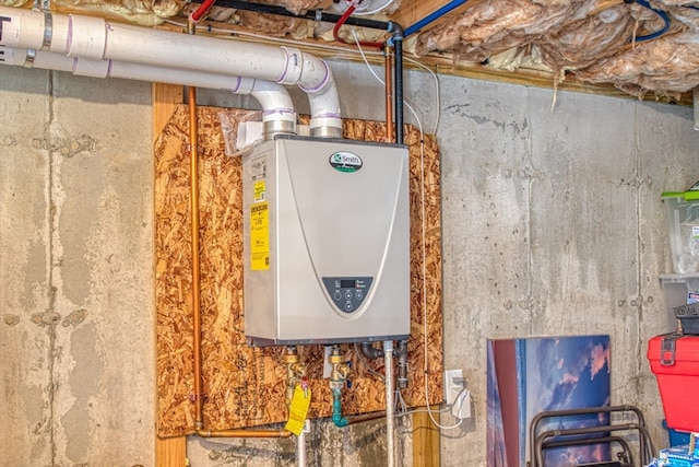 utility room with water heater