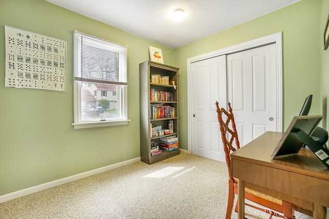 view of carpeted office space