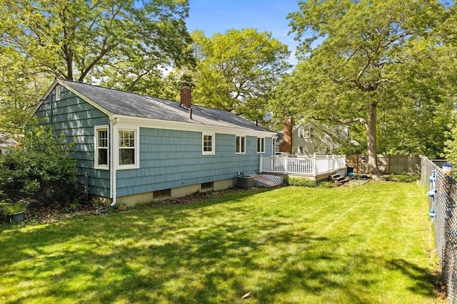 156 Patterson St, Attleboro, MA 02703 - back of house featuring a wooden deck and a chimney