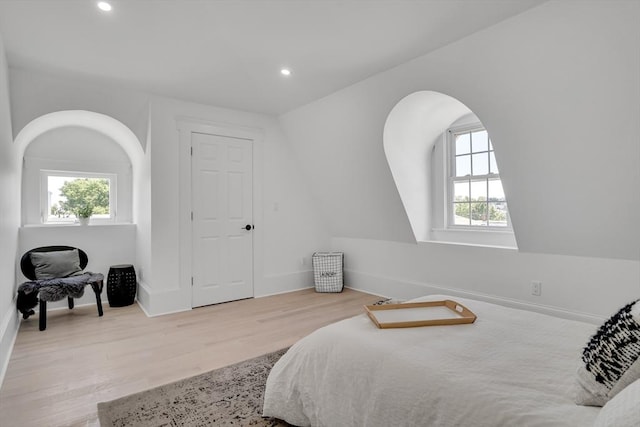 bedroom featuring light wood-type flooring