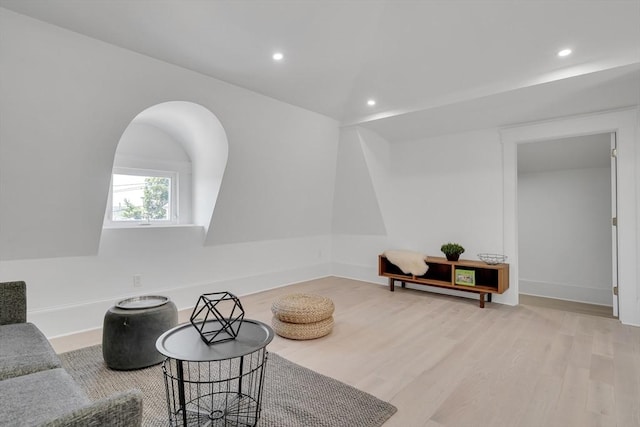 sitting room with light wood-type flooring