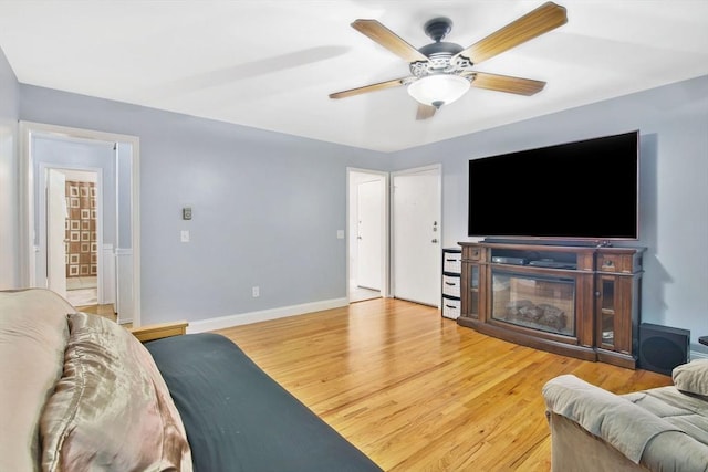 80 Brush Hill Ave Unit 33, West Springfield, MA 01089 - living area with a ceiling fan, wood finished floors, and baseboards