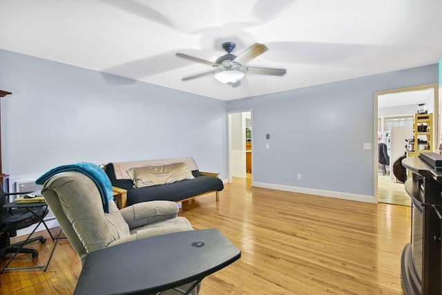 80 Brush Hill Ave Unit 33, West Springfield, MA 01089 - living room with light wood-style flooring, baseboards, and a ceiling fan
