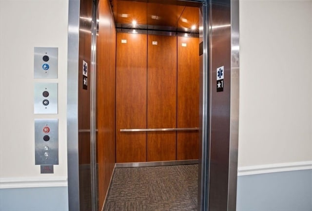 interior space with elevator