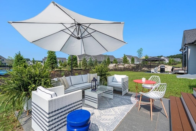 view of patio featuring an outdoor hangout area