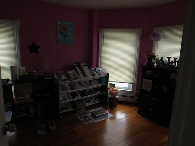 82 Main St, Blackstone, MA 01504 - office featuring a baseboard heating unit and hardwood / wood-style flooring