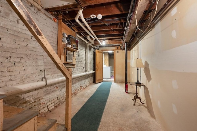 view of unfinished basement