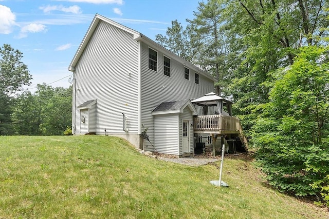 131 Great Rd, Shirley, MA 01464 - back of house featuring a gazebo, a lawn, and a wooden deck