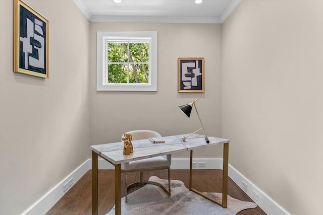 1780 Central Ave, Needham, MA 02492 - office space featuring baseboards, ornamental molding, wood finished floors, and recessed lighting
