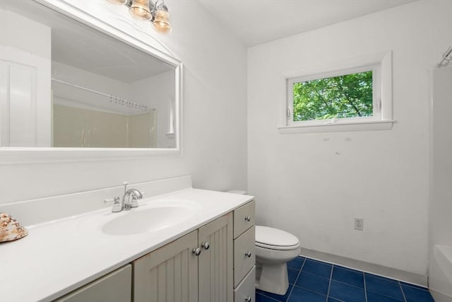 35 Bemis St, Weston, MA 02493 - full bath with vanity, tile patterned flooring, toilet, a tub to relax in, and a shower