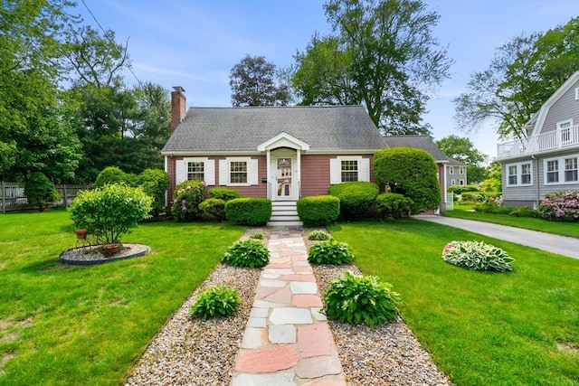 52 Harding Rd, Lexington, MA 02420 - view of front of house with a chimney and a front yard