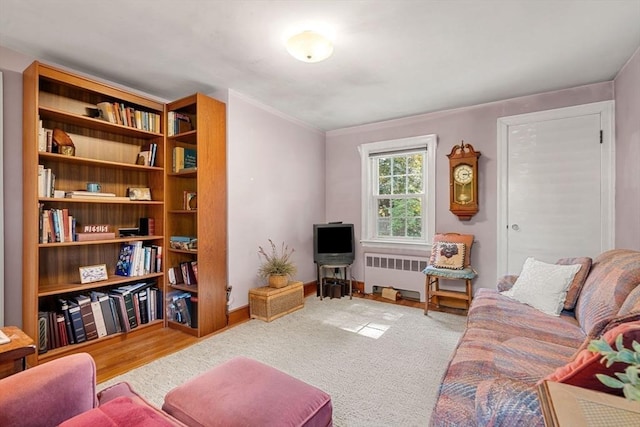 52 Harding Rd, Lexington, MA 02420 - living area with radiator heating unit, baseboards, and ornamental molding