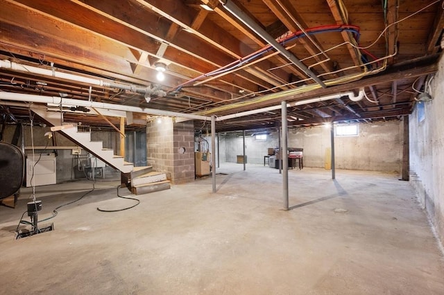 5 Northgate Rd, Chelmsford, MA 01824 - basement featuring washing machine and dryer and stairway