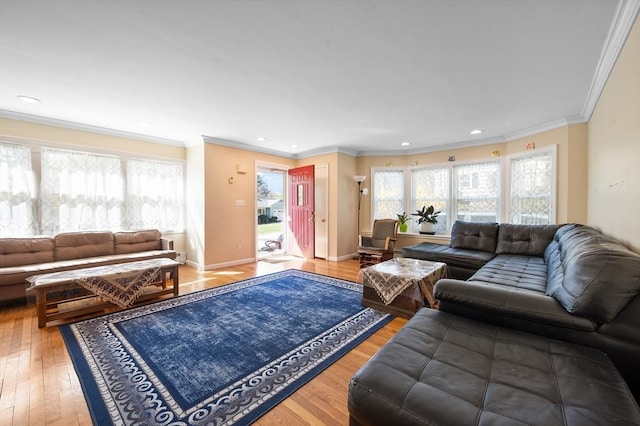 5 Northgate Rd, Chelmsford, MA 01824 - living room featuring wood finished floors, crown molding, and recessed lighting