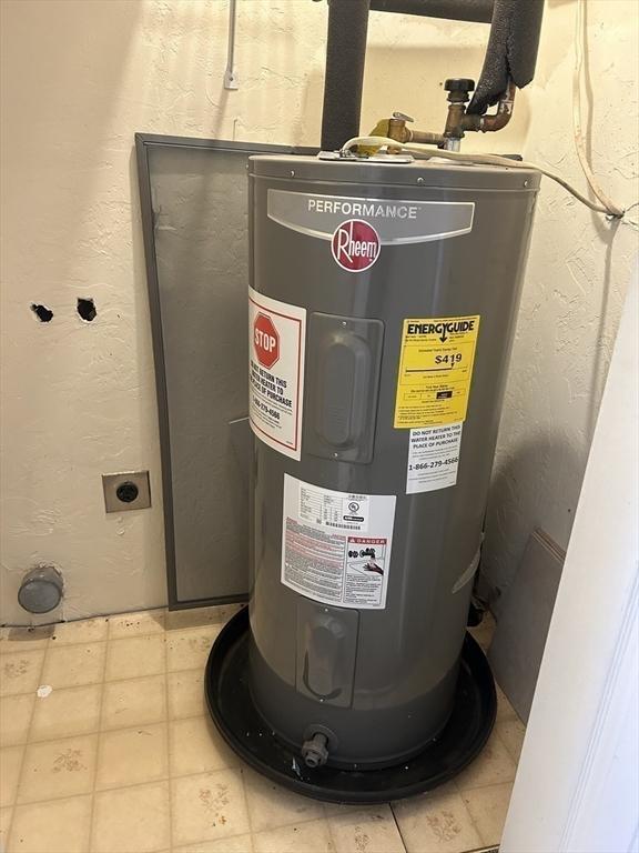 utility room featuring electric water heater