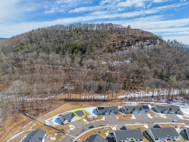 bird's eye view with a residential view and a forest view