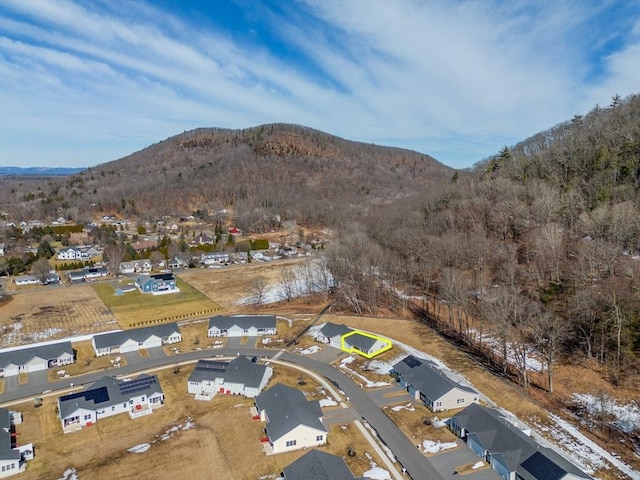 bird's eye view with a mountain view and a residential view