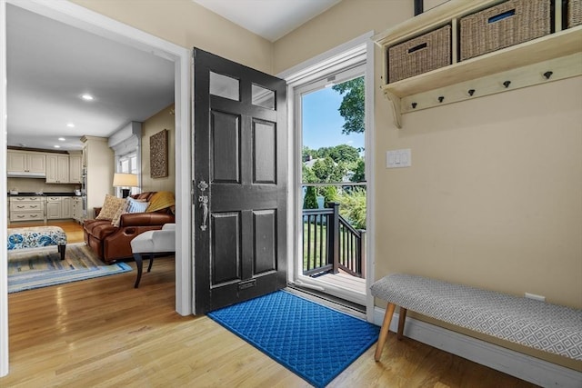 61 Colonial Dr, Arlington, MA 02474 - entryway with light wood-type flooring and recessed lighting