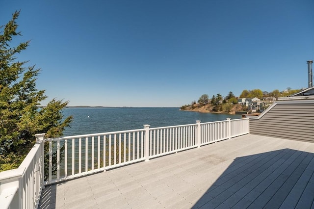 deck with a water view