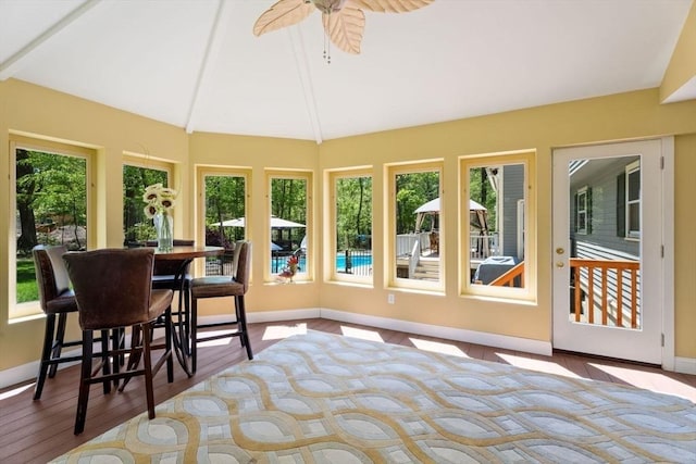 13 Lisa Ln, Georgetown, MA 01833 - sunroom with baseboards, wood finished floors, and lofted ceiling