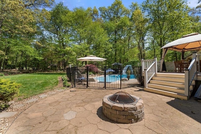 13 Lisa Ln, Georgetown, MA 01833 - view of patio with a gazebo and an outdoor fire pit