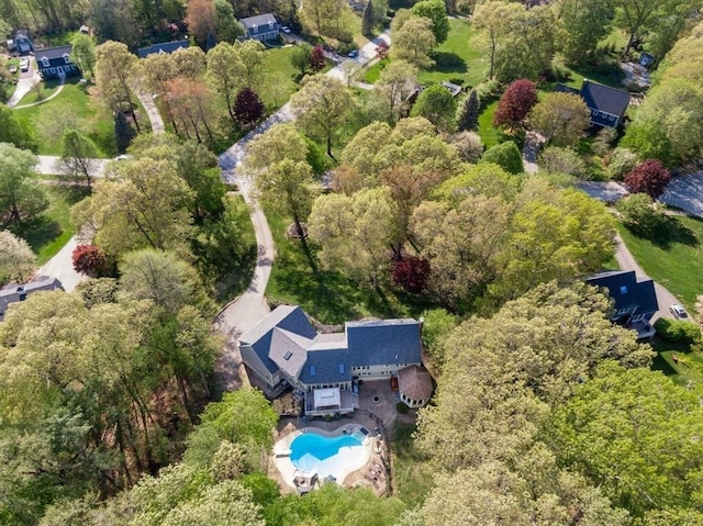 13 Lisa Ln, Georgetown, MA 01833 - aerial overview of property's location with a pool area