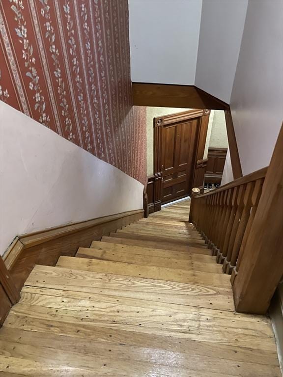 74 Newhall Unit 9, Lynn, MA 01902 - staircase featuring hardwood / wood-style floors