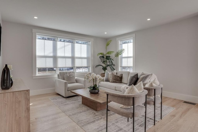 living room featuring light hardwood / wood-style flooring