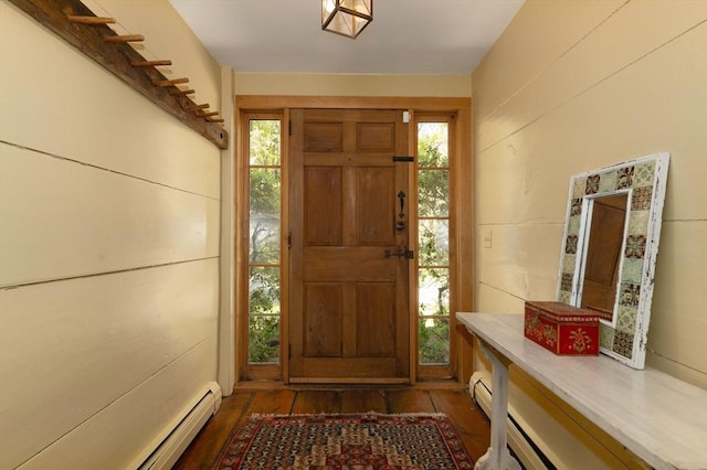 391 Brookfield Rd, Brimfield, MA 01010 - entrance foyer with hardwood / wood-style flooring and baseboard heating