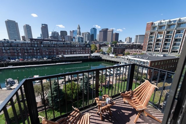 balcony with a water view