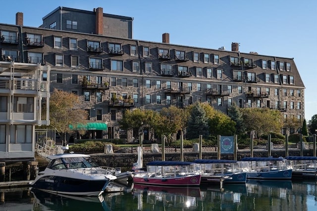 view of property with a water view