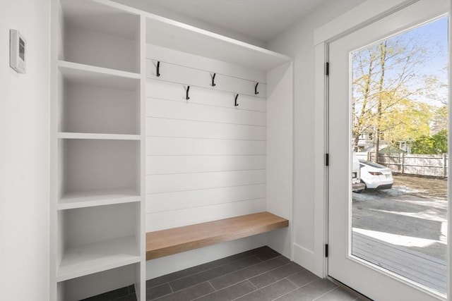 137-139 Crafts St, Newton, MA 02460 - mudroom featuring dark tile patterned floors and healthy amount of natural light