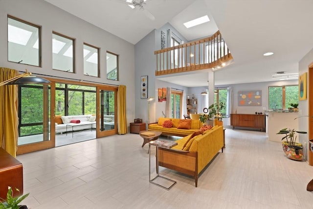 887 High Rock Rd, Fitchburg, MA 01420 - living room with a towering ceiling and ceiling fan