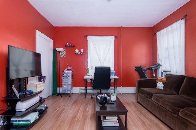 living room featuring light wood-type flooring