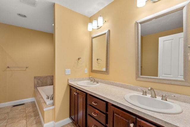 32 Old Framingham Rd Unit 34, Sudbury, MA 01776 - bathroom featuring double vanity, a garden tub, and tile patterned flooring