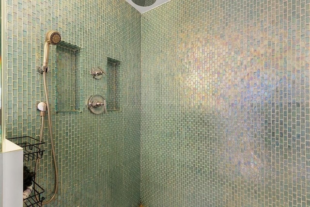 detailed view of a tile shower