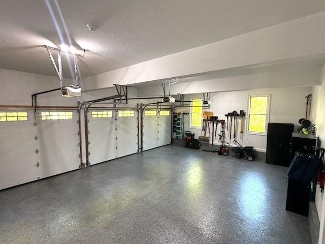 garage with a garage door opener