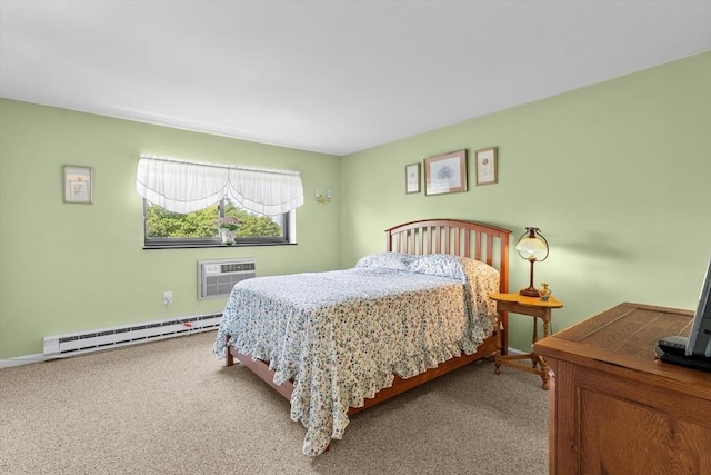 1321 Worcester Rd Unit 605, Framingham, MA 01701 - bedroom with a baseboard radiator, carpet, and a wall mounted air conditioner