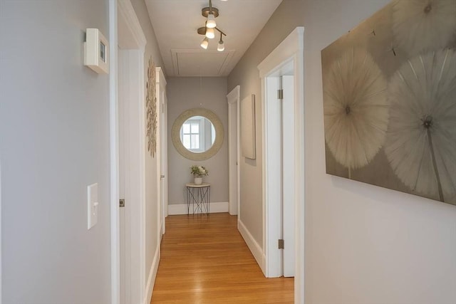 142 Vinal St, Revere, MA 02151 - corridor with attic access and light wood-style floors
