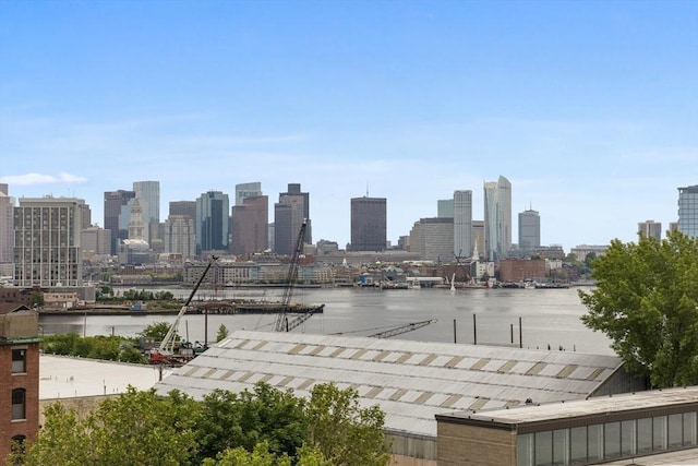 property's view of city featuring a water view
