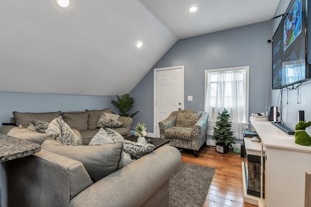 7 S Harlem St, Worcester, MA 01610 - living area featuring lofted ceiling, light wood finished floors, and recessed lighting