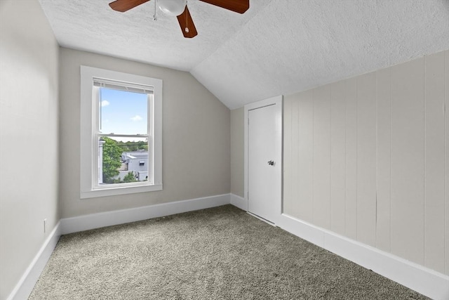 19 Park St, Webster, MA 01570 - bonus room with a textured ceiling, a ceiling fan, carpet flooring, vaulted ceiling, and baseboards