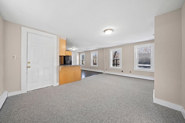 unfurnished living room featuring carpet flooring