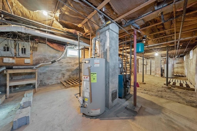 basement with water heater