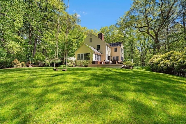 63 Claypit Hill Rd, Wayland, MA 01778 - view of green lawn featuring a wooden deck